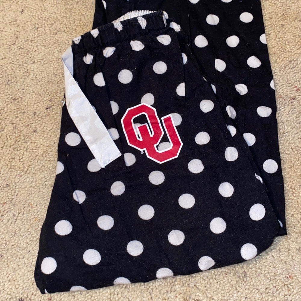 POLKA DOT UNIVERSITY OF OKLAHOMA PAJAMA PANTS